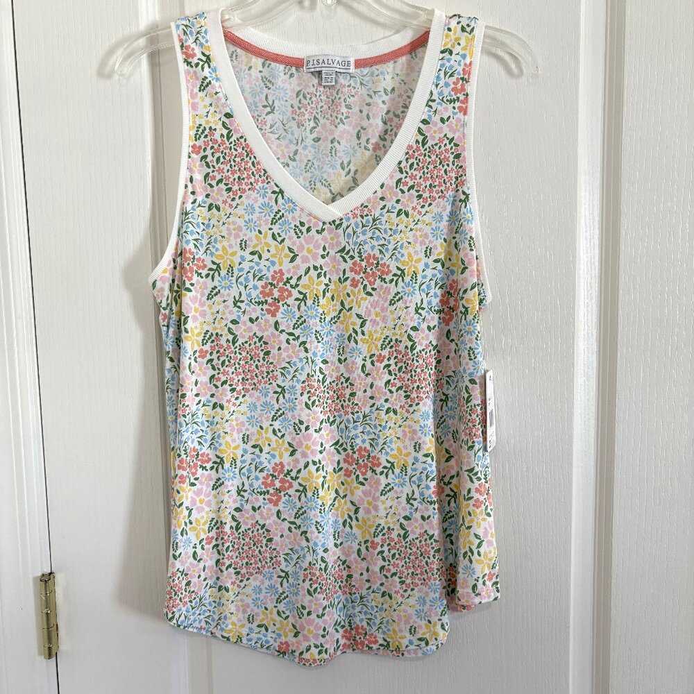 PJ Salvage Floral Pajama Tank Top Lounge Sleep V-Neck Size Medium NEW